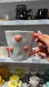 Чашка керамічна з серцями Рожева
