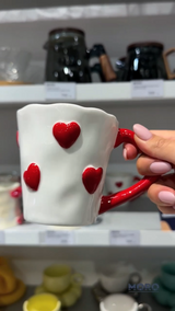 Чашка керамічна з серцями Червона