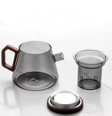 Чайник скляний з дерев`яною ручкою M-9746