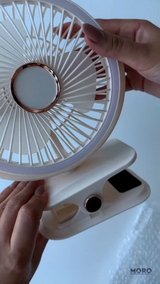 Портативний вентилятор з кріпленням та підсвіткою Білий M-9789W