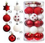 Набір циліндр новорічних кульок червоно-білий M-5617-2