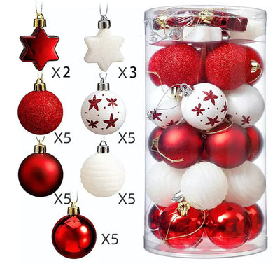 Набір циліндр новорічних кульок червоно-білий M-5617-2