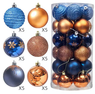 Набір циліндр новорічних кульок синьо-золотий M-5617-3