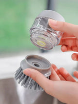 Щітка для миття посуду з дозатором для мила сіра