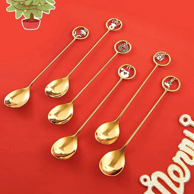 Набір новорічних десертних ложок 6 шт M-9340
