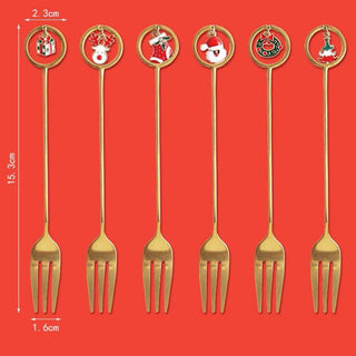 Набір новорічних десертних виделок 6 шт M-9340-1