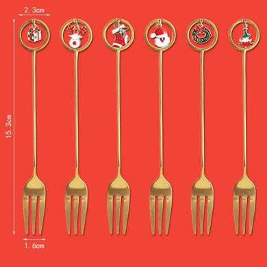 Набір новорічних десертних виделок 6 шт M-9340-1