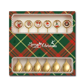 Набір новорічних десертних ложок 6 шт M-9340