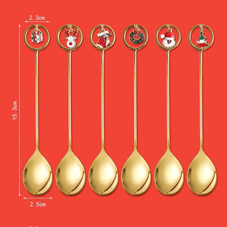 Набір новорічних десертних ложок 6 шт M-9340