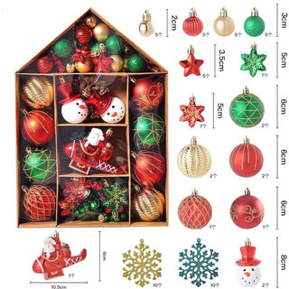 Набір будинок новорічних кульок червоно-зелений M-5619-1