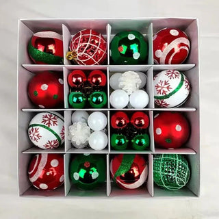 Набір  квадрат новорічних кульок червоно-зелений M-5618-4