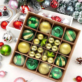 Набір  квадрат новорічних кульок зелений-золотий M-5618-5