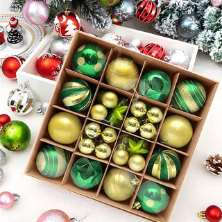 Набір  квадрат новорічних кульок зелений-золотий M-5618-5