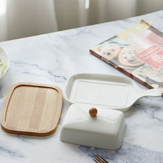 Керамічна маслянка з дерев`яною підставкою M-9815