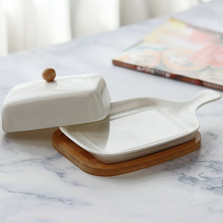 Керамічна маслянка з дерев`яною підставкою M-9815