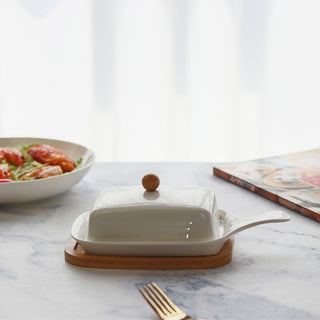 Керамічна маслянка з дерев`яною підставкою M-9815