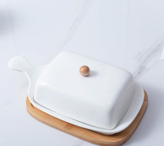 Керамічна маслянка з дерев`яною підставкою M-9815