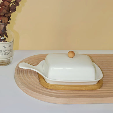 Керамічна маслянка з дерев`яною підставкою M-9815