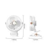 Портативний вентилятор з кріпленням та підсвіткою Білий M-9789W