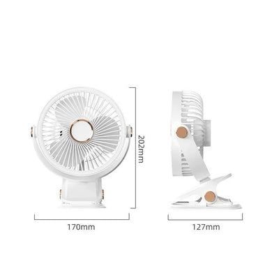 Портативний вентилятор з кріпленням та підсвіткою Білий M-9789W